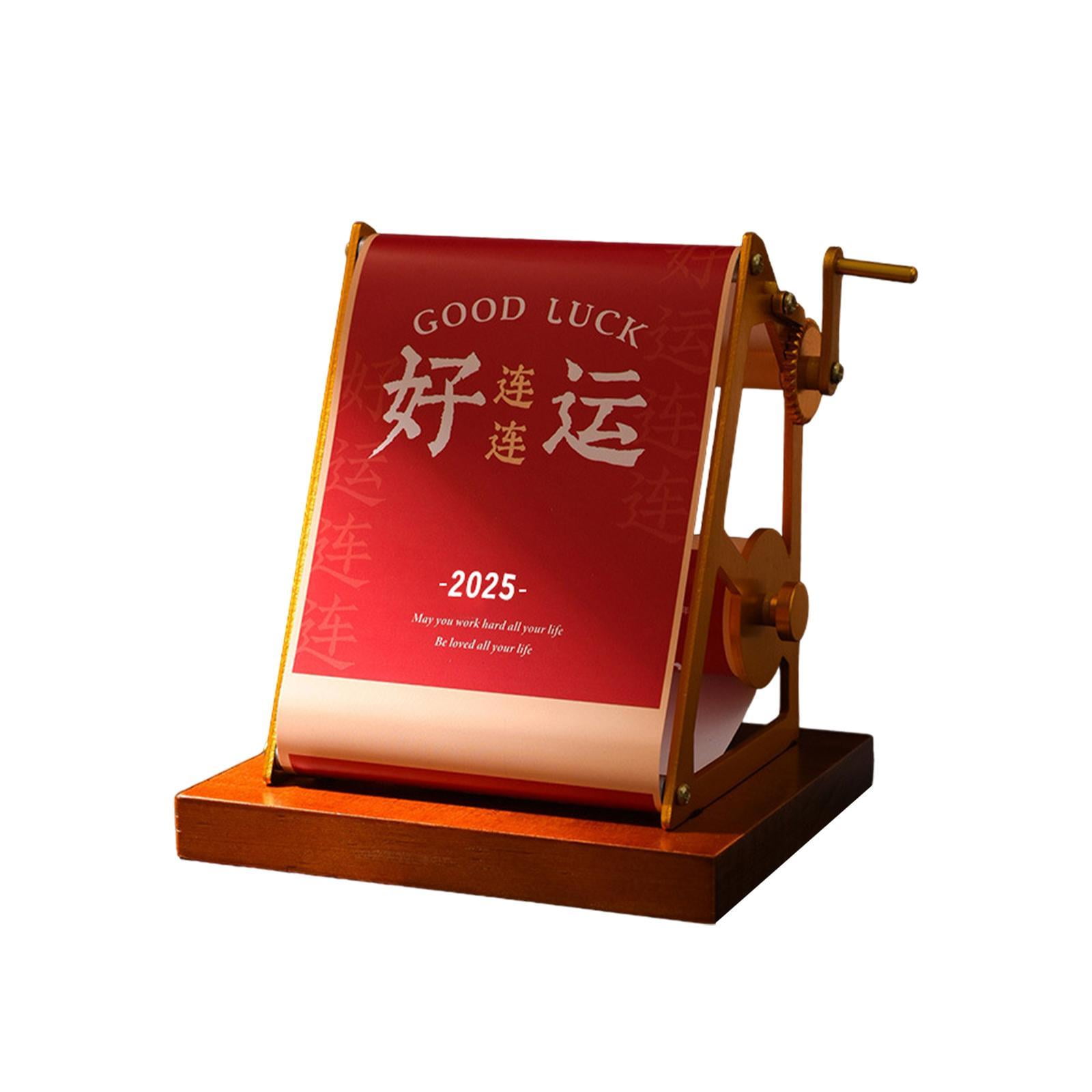 Almencla 2025 Desk Calendar Hand Cranked Mechanical Calendar for