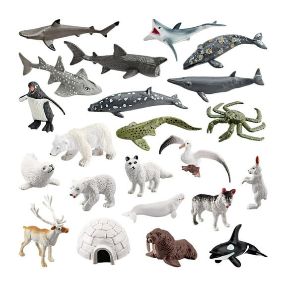 Almencla 22Pcs Sea Animals Figures Deep Sea Animals Figurines Bath Water Toys Animal Figurines for Ornament Yard Scene Cognitive B