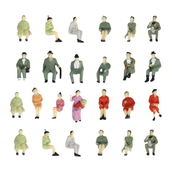 Almencla 25 Pieces HO Scale 1:87 Figures Scenery People Model Miniature Scenes Miniature Train Park Street Passenger Supplies Ornament sit