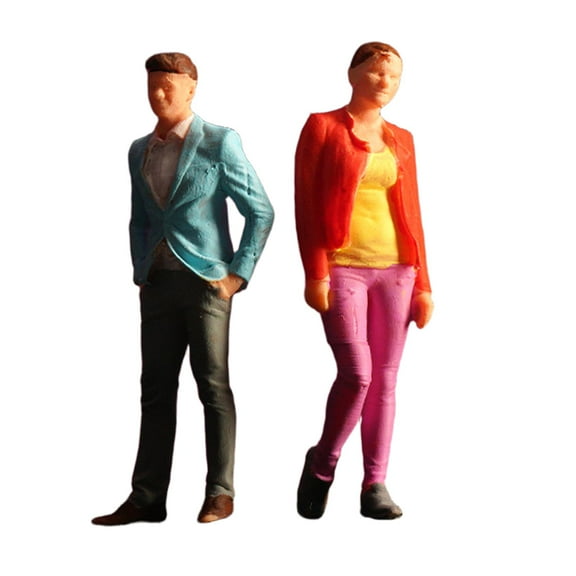 Almencla 2x 1/64 Scale People Figure,Tiny People Model,Collectibles,DIY Crafts Miniature Diorama Figures for Scenery Landscape Layout , Leisure combination