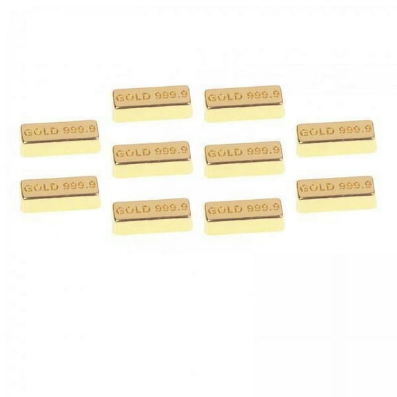 Almencla 2x 10 Pieces 1/12 Mini Golden Brick Miniature Alloy Gold Bar Pretend Play for DIY Projects Miniature Scene 2 Pcs