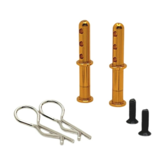 Almencla 2x RC Body Post Aluminum Shell Holder Mounts for 1/12 1/14 Crawler Car Truck gold