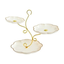 Almencla 3 Layer Fruit Plate Holder 3 Tier Serving Tray for Birthday Banquet Festival white