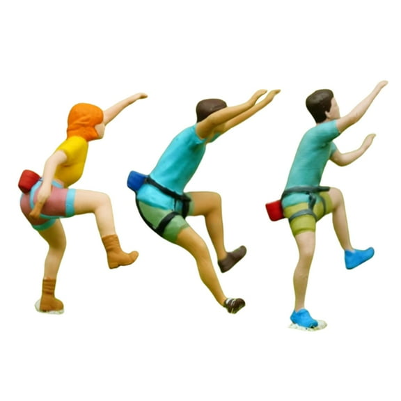 Almencla 3 Pieces 1/87 Miniature Figures Rock Climbing Tiny for Micro Landscape Decor