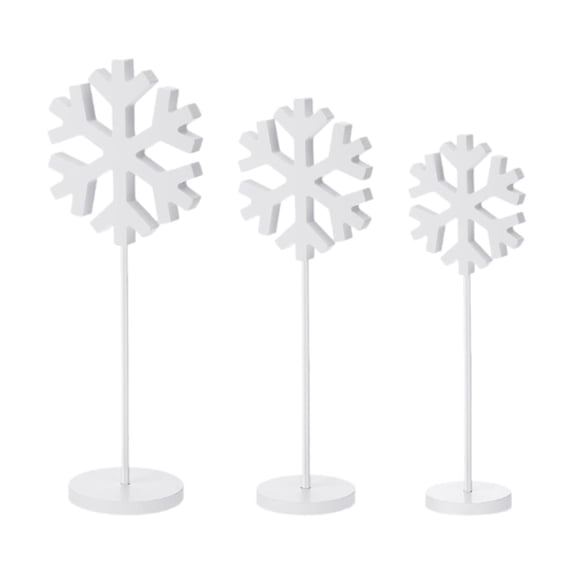 Almencla 3 Pieces Winter Snowflake Christmas Decoration Snowflake Tabletop Decor Table Signs Rustic Bookshelf Xmas Snowflake Ornaments A