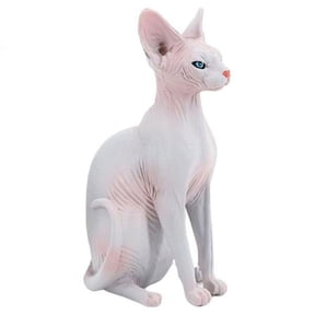 Almencla 3xPlastic Solid Cat Figurine Hairless Cat Statues for Home Garden Decor Right 3 Pcs