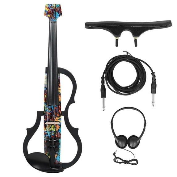 Almencla 4/4 Electric Violin with Shoulder Rest Headphone Carbon Fiber Panel Advanced String Instrument for Teens Children Performance C