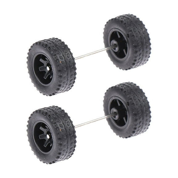 Almencla 4 Pieces 1/64 Scale Simulation Model Car Tires Replacement Parts with Car Axles for RC Truck Adult Boys Black