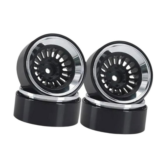 Almencla 4 Pieces Aluminium Rims RC Wheel Rim Hub Metal 1.3'' RC Tire Wheel for 1:18 1:24 RC SCX24 Truck Hobby Vehicle DIY Modified argent