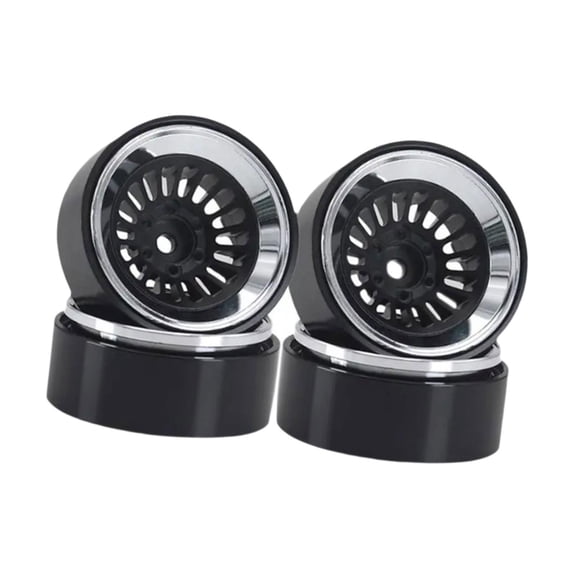 Almencla 4 Pieces Aluminium Rims RC Wheel Rim Hub Metal 1.3'' RC Tire Wheel for 1:18 1:24 RC SCX24 Truck Hobby Vehicle DIY Modified argent