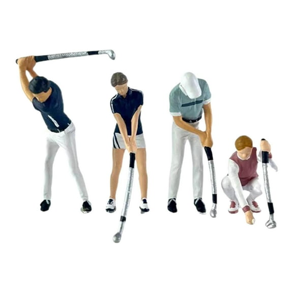 Almencla 4Pcs 1/64 Scale People Figure Tiny People Model Sand Table Ornament Mini Golfer Figure Collectibles for Miniature Scene Decor