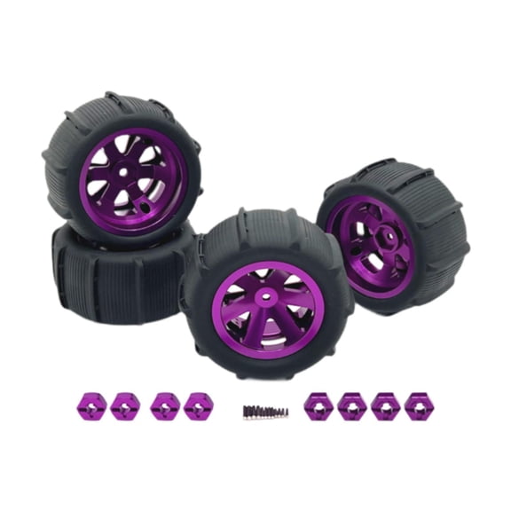 Almencla 4Pcs RC Car Wheels and Tires RC Part Spare Parts Sturdy Replacement Wheels Rims for 1/12 1/14 1/16 1/18 Hobby Car RC Vehicles