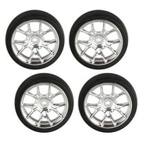 Almencla 4Pcs RC Tyre Replacements Wheel Rim and Tires Set for 1:18 RC on Road Truck Repalces Spare Parts DIY Modification Argent