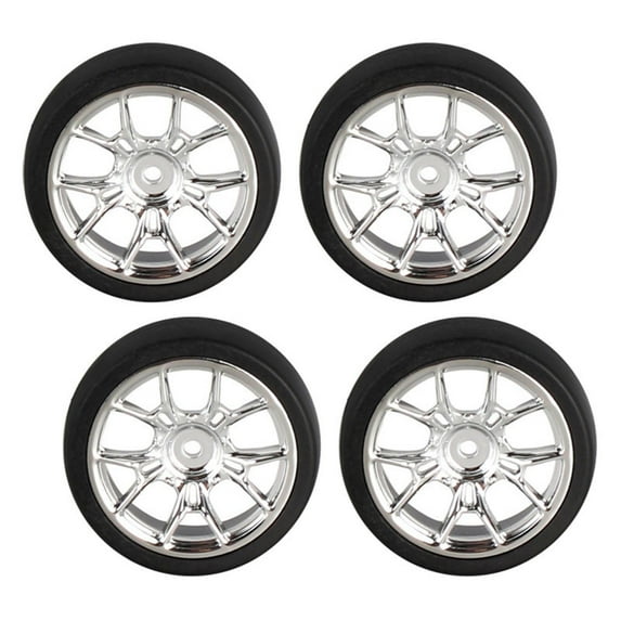 Almencla 4Pcs RC Tyre Replacements Wheel Rim and Tires Set for 1:18 RC on Road Truck Repalces Spare Parts DIY Modification Argent