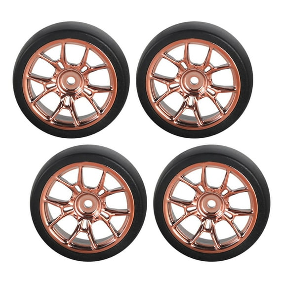 Almencla 4Pcs RC Tyre Replacements Wheel Rim and Tires Set for 1:18 RC on Road Truck Repalces Spare Parts DIY Modification Gold