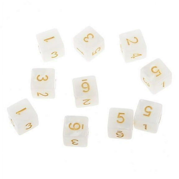 Almencla 4x 10pcs Six Sided Dice D6 Playing RPG Party Games Dices White
