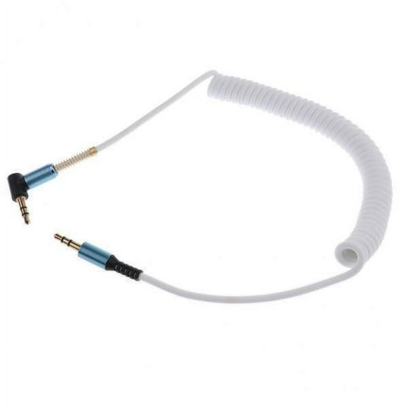 Almencla 4x3.5mm (1/8") M-M Coiled Audio Cable Wire Headphone Aux Input Cable white
