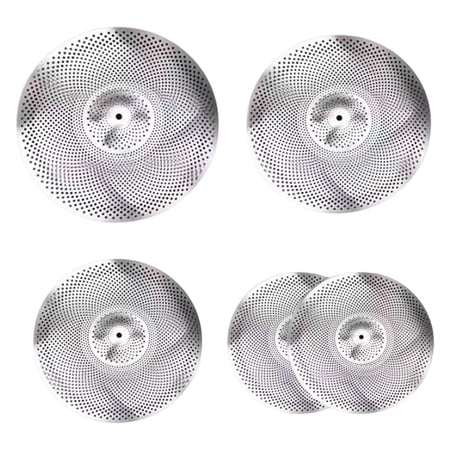 Almencla 5 Pieces Drummer Practice Quiet Cymbal, Low Volume Cymbal Pack, 14" Hi Hat+16" Crash+18'" Rash+20"ride for Apartment Beginner