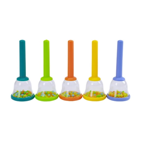 Almencla 5Pcs Kids Hand Bell Sand Toy Colorful Hand Percussion Bells Sand Shakers Rattle Noisemaker for Holiday Chorus Party Supplies