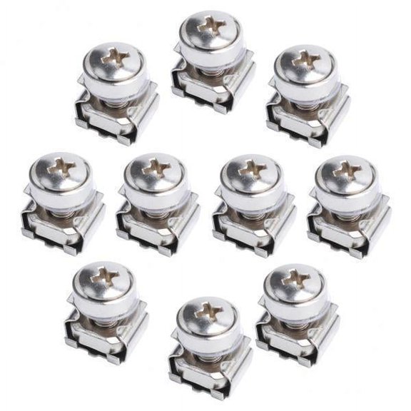Almencla 5x10 Pack Lot - M5x16 Rack Mount Cage Nuts & Screws w/ Washers - Square Clips 5 Pcs