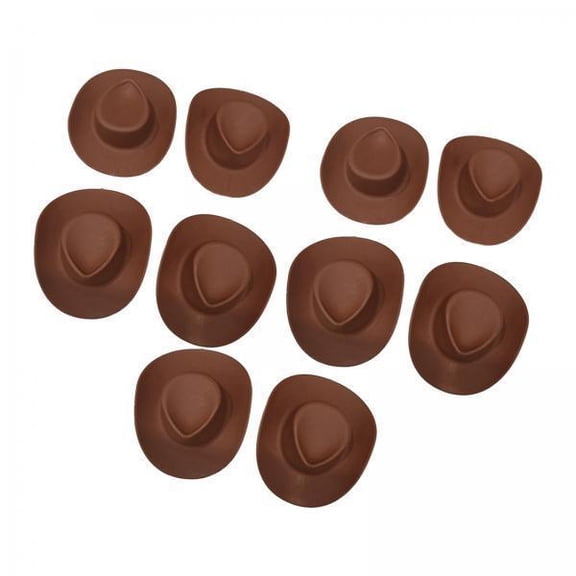 Almencla 5x10 Pieces Doll House Mini Cowgirl Hat Cake Topper Doll Hat for Dress up Brown