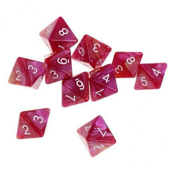 Almencla 5x10pcs 8 Sided Dice D8 Polyhedral Dice for and Dragons Table Games Red 5 Pcs