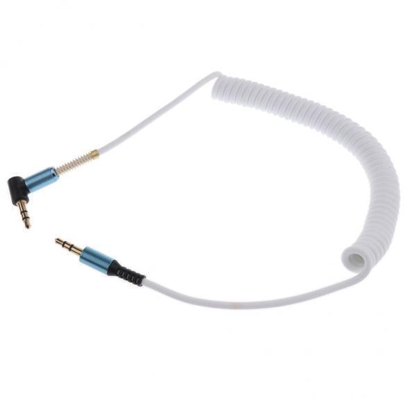 Almencla 5x3.5mm (1/8") MM Coiled Audio Cable Wire Headphone Aux Input Cable white