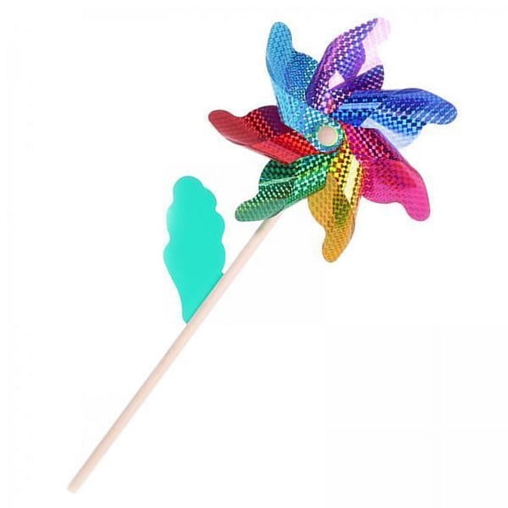 Almencla 5xPlastic Colorful Pinwheel with Wood Sticks Windmill for Party 5 Pcs