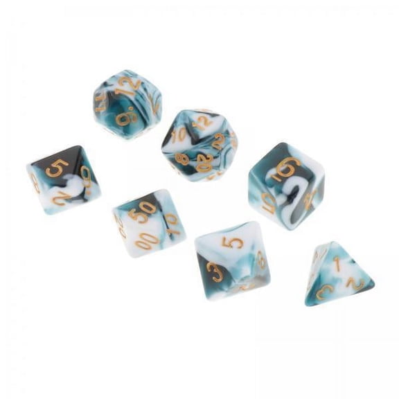 Almencla 5xPolyhedral Dice Board Games Double-Colors Family Games for Rpg White Blue 5 Pcs