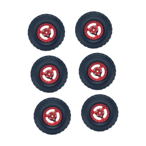Almencla 6x 1/12 1/16 RC Car Wheel Rim and Tires Snow Tires,Spare Parts,Sturdy Easy to Install,RC Tires RC Car Wheel for RC Model Car red