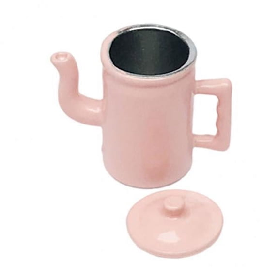 Almencla 6x1/12 Doll House Miniature Alloy Kettle Pot Baby Doll Kitchen Bedroom Accs Pink 6 Pcs