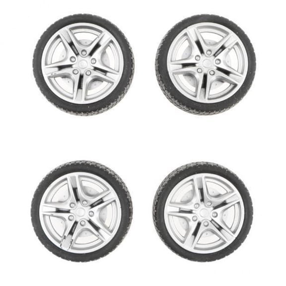 Almencla 6x4pcs 1: 10 Racing Car 5 Spoke Rims & Rubber Tires 48mm