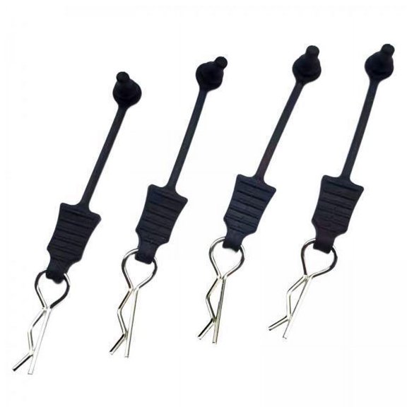 Almencla 6x4x Metal Body Clips Pins with Fixing Bracket R Type Pin for RC Car Tail Wing
