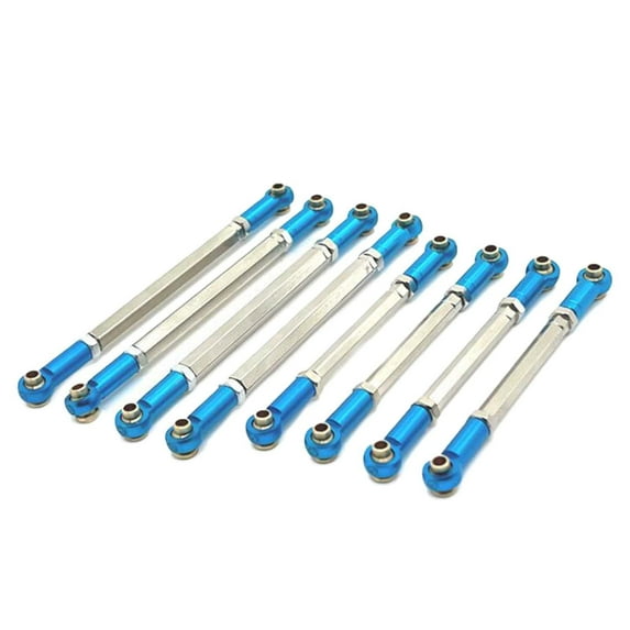 Almencla 8 Pieces Chassis Linkage RC Chassis Link Rod Replacement RC Model Vehicle Parts for MN128 1/12 Scale Crawler Model Accessory Blue