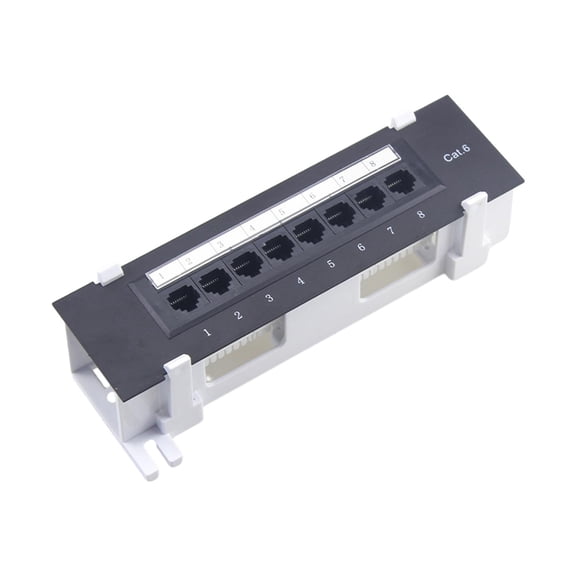 Almencla 8 Port Shielded Patch Panel Cable Management for Cat. 6 Versatile Easy to Install Network Cable Rack for Computer for Wiring