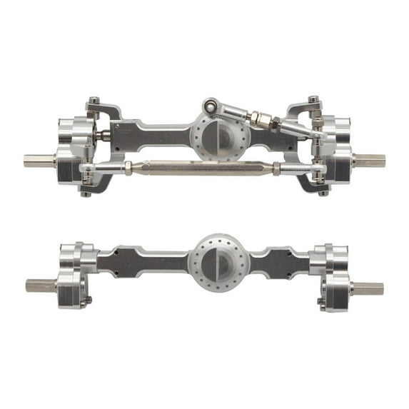 Almencla Aluminum Alloy RC Car Front and Rear Axle Set DIY Accessories Upgrade Parts for 1:12 Scale C14 MN98 MN90 Vehicles Argent