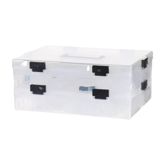 Almencla Blocks Storage Box Sundries Container Clear with Handle and Latching Toys Storage Bin Organizer Case for Kids Adults Children 4 Layer 36x26x16.5cm