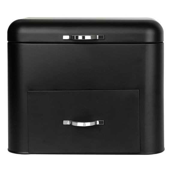 Almencla Bread Box Bread Holder Durable Portable Metal Bread Storage Container Bread Bin for Kitchen Counter Entrance Black