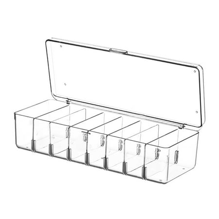 Almencla Card Deck Case Acrylic Card Holder Display Storage with 7 Removeable Divider for Collectible Cards Trading Cards, 26x10x7.5cm