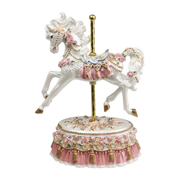 Almencla Carousel Horse Statue Collectibles Music Box for Entrance Farmhouse Tabletop