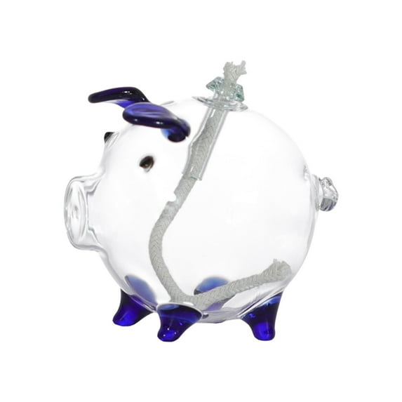 Almencla Cartoon Pig Glass Oil Lamp, Desktop Oil Lamp ,Cute Animal Shaped ,Cartoon Party Oil Light, Liquid Oil Lamp for Desktop Blue