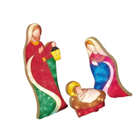 Almencla Christmas Nativity Scene Figurine Set Light up Decorative Tabletop Sculpture D