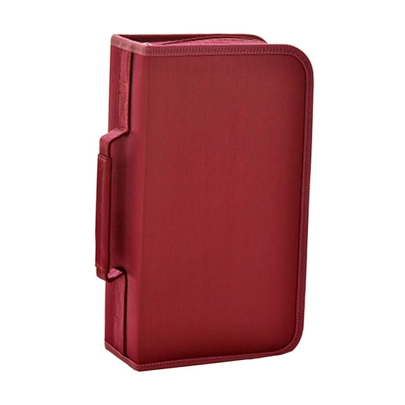 Almencla DVD Case Holder Organizer 128 Capacity with Handle CD Case Storage for Trips Burgundy