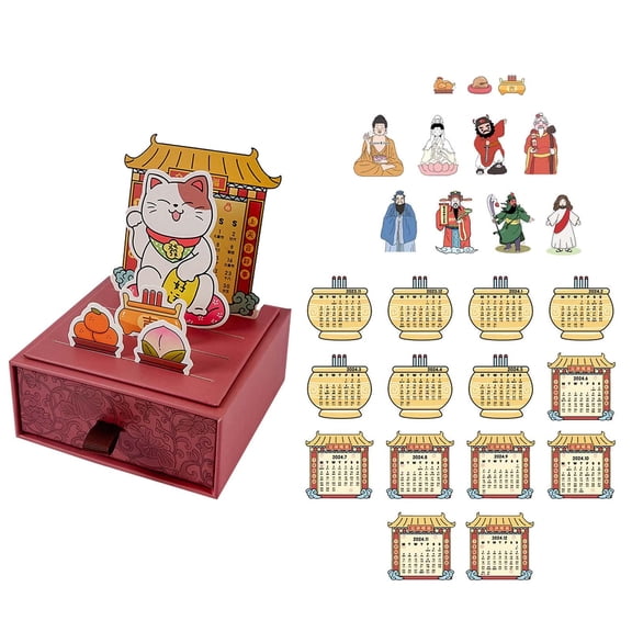 Almencla Desk Calendar New Year Calendar Reusable Practical Creative DIY Calendar Drawer Calendar Desktop Decor for Cabinet Study Room