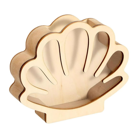 Almencla Display Shell Case Stones Storage Holder Creative Clear Decoration Desktop Wooden Money Box Keepsake Wooden Display Shell Box