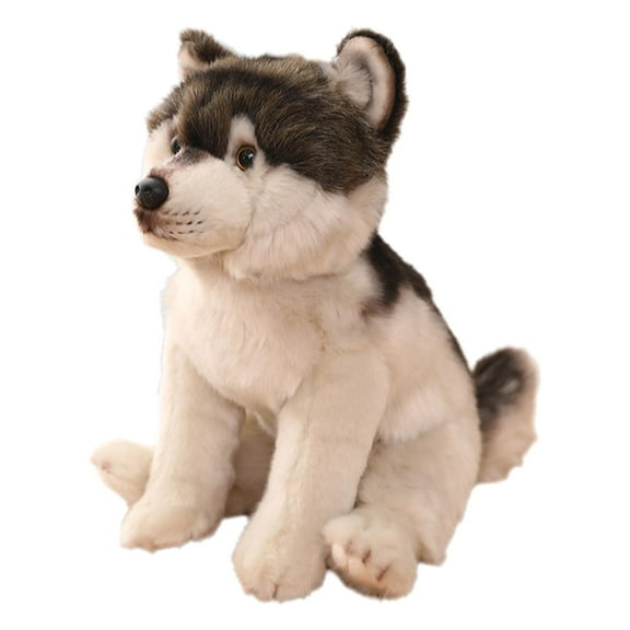Almencla Dog Stuffed Animal Doll Dog Soft Toy Huggable Adorable Realistic Snuggling Simulation Dog Doll Mother Day Wedding Anniversary wolf