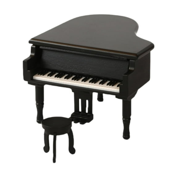 Almencla Dolls House Piano Music Box 1:12 Scale DIY Scene with Stool Piano Musical Instrument Model Musical Box for Musicians Birth