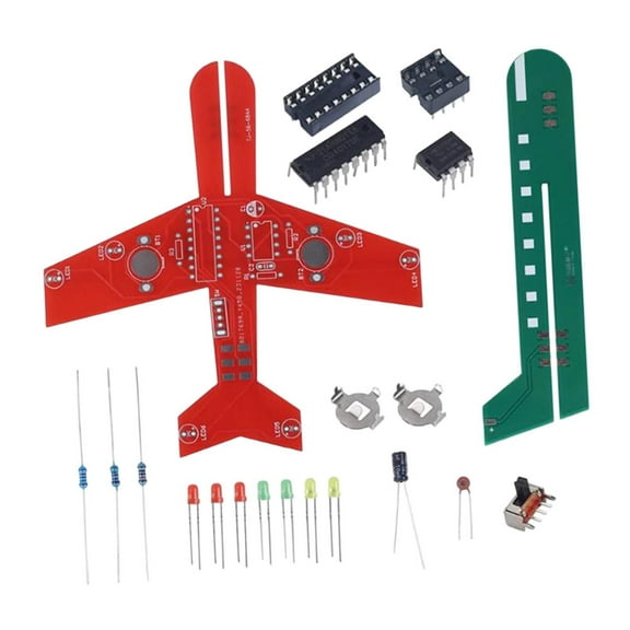 Almencla Electronic DIY Soldering Practice Circuit Board Assembly Set Creativity Airplane Flashing Light Circuit Kit for Creative Gift