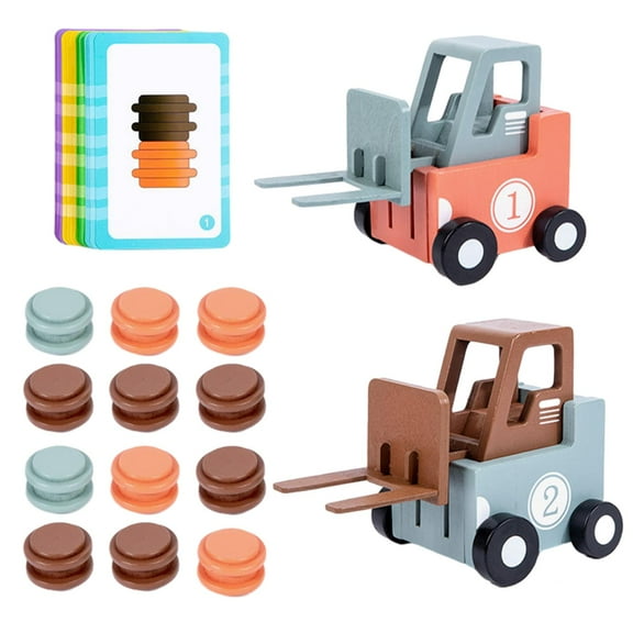 Almencla Engineer Forklift Transport Game Forklift Vehicle Toy ,Cognitive Development ,Construction Car Toy Stacking Toy for Kids Boys