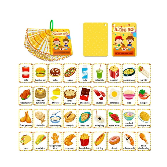 Almencla Food Flash Cards Vocabulary Flash Cards, Coordination Educational s Flash Cards Montessori for Center Cosplay Preschool